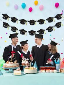 Pancarta de birrete de graduación 2026, decoración de graduación, decoraciones de birrete de graduación - Ideal para fiestas de graduación, fiestas temáticas, fiestas de cumpleaños y decoración del hogar - multicolor - Ver 5