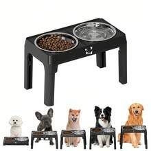 1pc Adjustable Height Elevated Dog/Cat Bowl Stand, Non-Slip Pet Food Water Feeder, Suitable For Small/Medium/Large Dogs - 2800ml Double Bowl Large Capacity - View 7