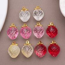 1包透明玻璃苹果桃草莓水果吊坠 3D食物水果吊坠水晶耳环挂件 DIY工艺手链项链钥匙扣饰品制作 - 彩色 - 查看 9