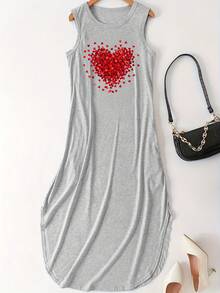 Heart-Patterned Dress - Hồng - Xem 4