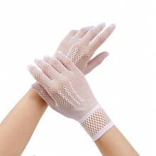 1 双格子优雅涤纶镂空手套，适合婚礼、派对、约会、成熟万圣节 - 漁網手套 - 查看 2