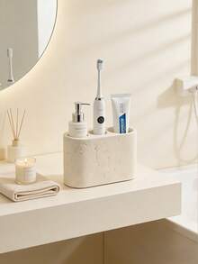 Estante de almacenamiento de cepillos de dientes de resina premium de 3 agujeros, accesorio de baño para encimera/montaje en pared, sostiene cepillos de dientes eléctricos, pasta de dientes, sueros, diseño antideslizante para nichos de ducha y tocadores, organizador resistente al agua duradero para baños principales, dormitorios, baños de niños - Multicolor - Ver 5