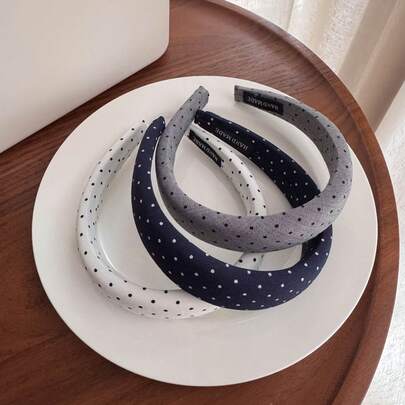 3pcs Women Elegant Casual Polka Dot Headbands, Hair Accessories Suitable For Daily Use, Home, School, Beach, Office, Party, Holiday, Birthday, Back To School, New Year, Valentine's Day, Mother's Day, Christmas, Wedding, Music Festival, Graduation, Spring/Summer