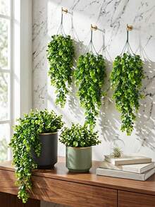 1株人造尤加利垂吊多肉植物 - 綠色 - 查看 1