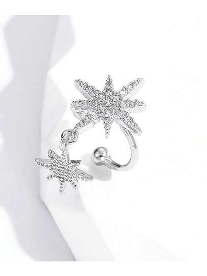 1 pieza Pendientes de clip con estrella brillante para mujeres sin perforación, pendientes tipo punk rock para chicas, ideal para uso diario, fiesta y regalo de joyería