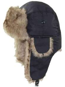Russian Hat/Beanie/Reverse Cold Weather Walking In The Snow/Hunter/Aviator - màu đen - Xem 2