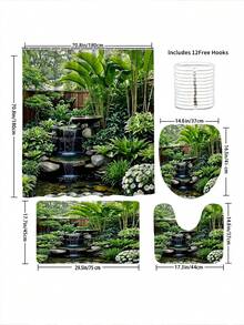 1/3/4 Stück Garten Wasserfall Landschaft Duschvorhang - Aus Polyester, maschinenwaschbar, geeignet für alle Jahreszeiten, umkehrbar, inklusive Haken, ideal für Badezimmer Dekoration | Design | Duschvorhang, Badezimmer Fenstervorhang Set, Heimdekoration, Badezimmer Accessoires - A - Übersicht 11