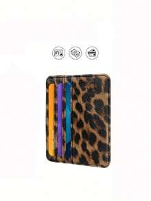 1pc Printed Multi-Card Slot Fashion Unisex Card Holder Leopard Print Valentine's Day Leopard Cheetah Print Card Case Card Wallet Name Card Holder Credit Card Holder Mini Wallet Card Pouch For Women Small Wallet Photo Card Holder - Multicolor - View 4