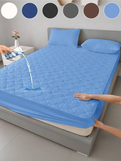 1 pièce Drap-housse résistant à l'eau, literie, drap-housse, protège-matelas, couverture de lit, literie douce et confortable pour la chambre à coucher, protège-matelas de couleur unie, literie de chambre à coucher, drap-housse matelassé respirant à poche profonde, drap-housse pour lit simple, double, king, queen, protection anti-poussière, oreiller et taie d'oreiller non inclus, lavable en machine, literie Jour de l'Indépendance, cadeaux de literie, lavable en machine