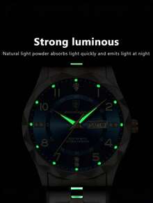 Set de 4 piezas para hombre: Reloj de cuarzo casual de negocios con calendario digital, pulsera, collar de cruz, anillo - Conjunto de joyería adecuado para uso diario - Multicolor - Ver 5