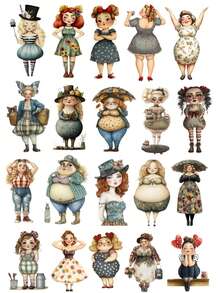 1/2 Sets Cute Cartoon Character Girl Stickers, Suitable For Scrapbooking, Diary, Notebook, Laptop, DIY Crafts - Grid - View 13