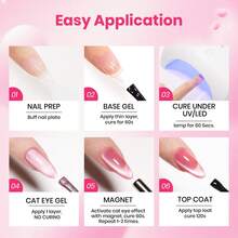 Beetles 20 Colors Cat Eye Gel Nail Polish Set - Glitter Red Green Blue Brown Black, Magnetic Base & Matte Glossy Top Coat, Galaxy Gemlight Soak Off UV Manicure Salon Gift For Women - 25 Colors Love's Prism - 查看 6