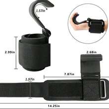 Weightlifting Gloves, Pull-Up Wrist Wraps, Gymnastics Hooks, Strength Training Equipment, Non-Chafing Lifting Hooks - Black - View 3