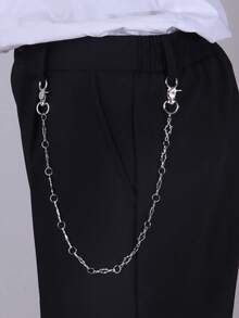 1件朋克风铆钉腰链，夸张酷炫铆钉裤链，包包挂链，适合日常佩戴 - 銀色 - 查看 1