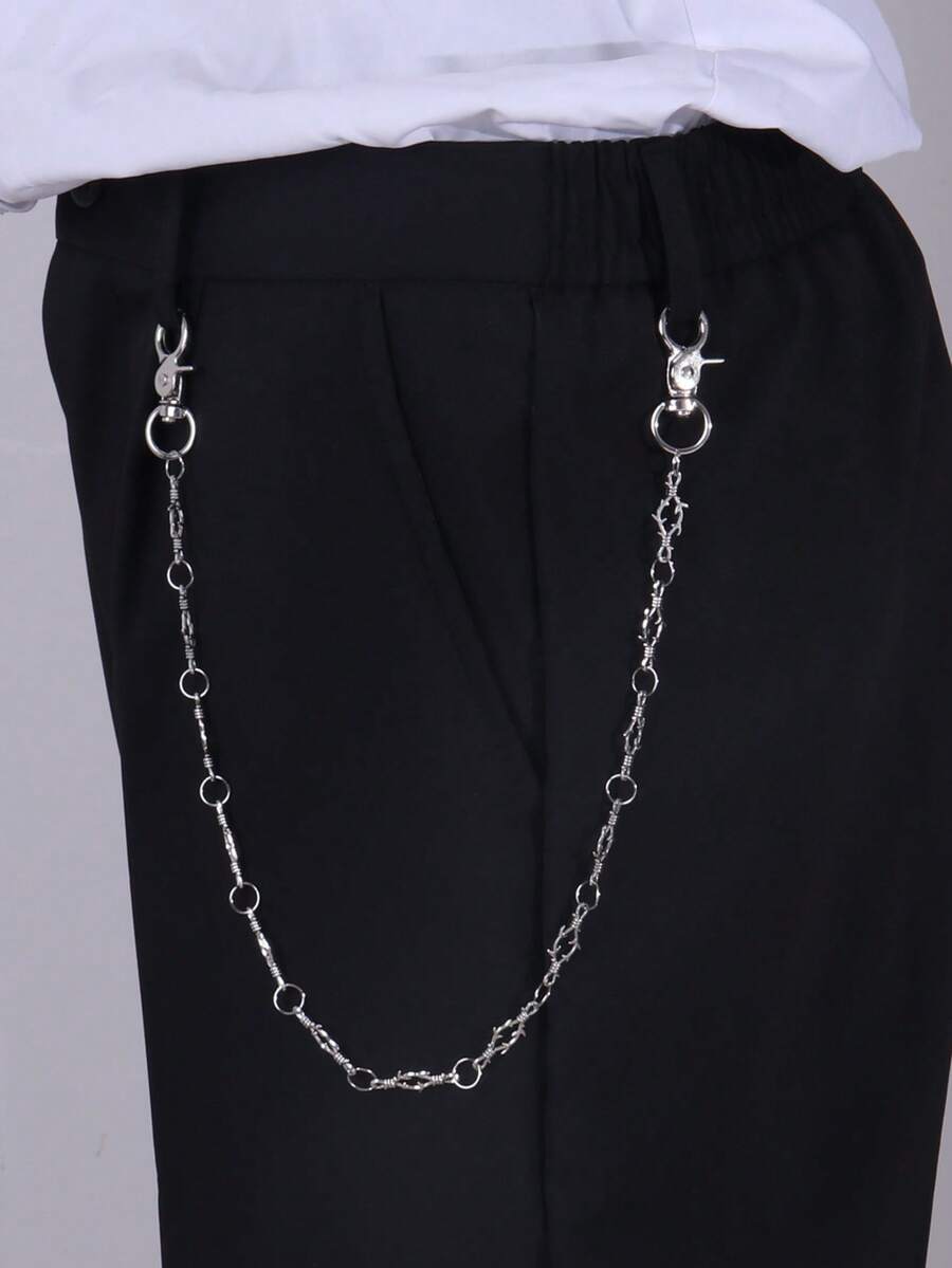 1件朋克风铆钉腰链，夸张酷炫铆钉裤链，包包挂链，适合日常佩戴 - 銀色 - 查看 1