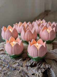 1pc 3D Lotus Silicone Candle Mold For Gypsum Concrete Casting, Candle Tray & Storage Box Making, Exquisite Petal Home Decoration Craft Silicone Mold - A - View 8