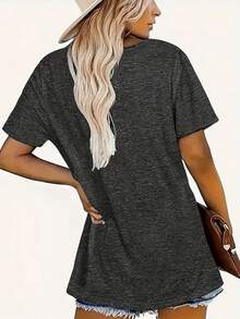 [Plus Size |   Vibrant] Plus Size Women's Vibrant Butterfly Print T-Shirt |   Casual Round Neck Short Sleeve Top, Retro Vacation Style, Breathable Fabric, Machine Washable, Spring And Summer Clothing - 白色 - 查看 5