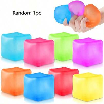 1pc Super Soft Big Ice Square Cube Stress Relief Toy, Interesting Fidget Toy, Sensory Toy, Squeeze Toy, Anxiety Toy, Transparent Cube Squeezy Toy, Perfect Gift For Birthday, Christmas, Halloween,Home Decoration,Home Decoration,(The Outer Packaging Is Available In Box Form And OPP Bag Form, And Will Be Dispatched Randomly.)