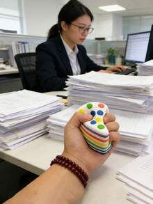 1个巨型彩虹蛋糕造型挤压球，减压工具，大型慢回弹玩具，柔软蛋糕片造型成人挤压玩具，适合办公室和家庭放松 - 多色 - 查看 6