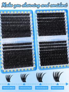 Bộ mi giả D-Curl 592/576/640 sợi kèm keo, nhíp và cọ - Bộ mi giả thân thiện với người mới bắt đầu, tạo vẻ mềm mại và tự nhiên, phù hợp với nhiều hình dạng mắt, giúp mi dày và dài hơn, dễ sử dụng, tự trang điểm mắt, quà tặng cho phụ nữ. - Màu xanh lam - Xem 8