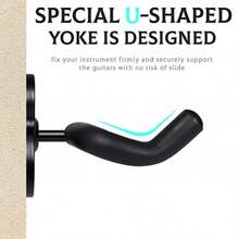 Guitar Hanger Wall Mount 2 Pack Hook Metal Holder Black For Acoustic Electric Bass Guitars Ukulele And More Instruments - 黑色 - 查看 3