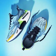 Men's Lightweight Athletic Sneakers, Round Toe, Low-Top Lace-Up Closure, Breathable Design, Durable Outsole With Good Traction, Suitable For Gym, Everyday Wear - Blue - View 4