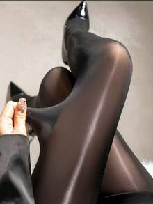 1 Pair High Density Glossy Ultra-Thin High Elasticity Pantyhose, Suitable For Daily Wear - Black - View 11