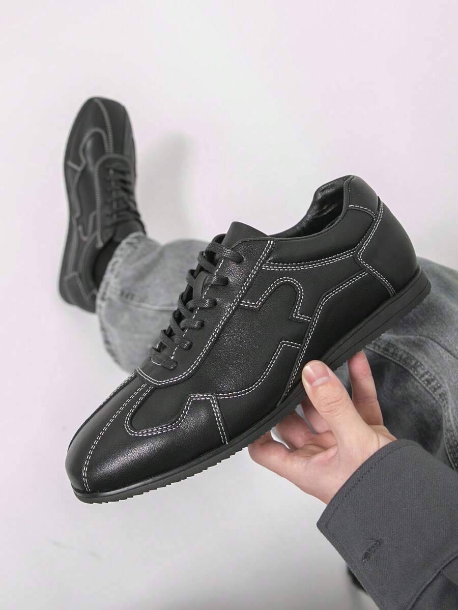 Giày Oxford nam màu đen, kiểu dáng tối giản cổ điển, mũi vuông, thích hợp đi làm hàng ngày. - màu đen - Xem 1