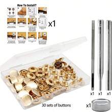 30 Sets Metall Druckknöpfe 12,5 mm Metall Nieten Knöpfe in Gold/Silber/Bronze/Gunmetal Schwarz mit 4 Installationswerkzeugen für Leder, Jacken, Jeans, Kleidung und Taschen - 633# Tastensatz - Übersicht 13