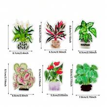 6入組綠色植物圖案冰箱磁鐵，壓克力雙面設計，適用於白板、櫥櫃、置物櫃、教室、廚房、辦公室櫥櫃與洗碗機的室內裝飾 - 6Pcs - 查看 4