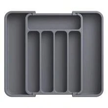 1 pieza Organizador de cajón de cocina expandible, hecho de material PP, diseño de compartimento ajustable, base antideslizante, divisor de almacenamiento de cuchillos y utensilios, mantiene la cocina organizada para la cocina diaria y la preparación de comidas festivas - Multicolor - Ver 9