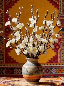 3/8/11/12/14pcs Artificial White Plum Blossom 21.7 Inch Fake Winter Floral Stems, Suitable For Home, Office, Hotel, Wedding, Party, Garden Decor - White - View 4