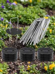 Galvanized Steel U-Shaped Ground Pegs With Washers Set, Metal & Plastic Garden Fabric Stakes For Barrier, Tarp, And Tent Securing - No Electricity Needed - Garden U-shaped Ground Stakes - View 3