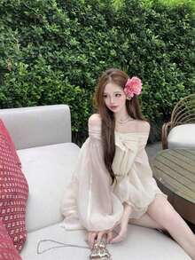 Women Short Dresses - 杏 - 查看 3