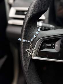 1pc Silver Star Moon Sun Car Steering Wheel Decorative Chain Creative Steering Wheel Pendant Car Interior Accessories - B - View 9