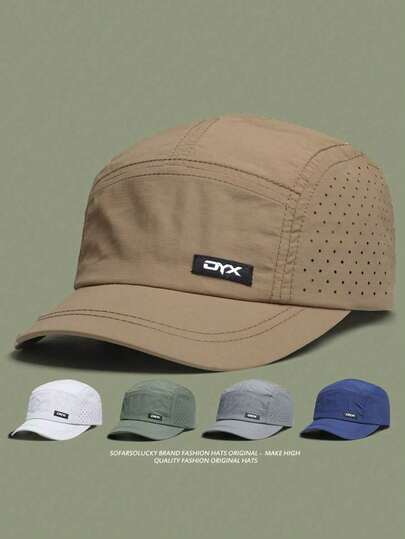 1pc Men's Perforated Quick-Dry Baseball Cap, Spring/Summer Mesh Breathable Short Brim Snapback Hat, Outdoor Cycling Sun Protection, Lightweight Breathable Running Cap, Casual Commuting Streetwear Curved Brim Dad Hat, Unisex Fishing Hiking Cap