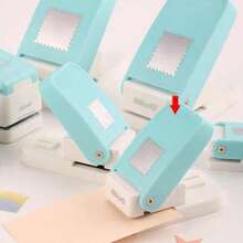 Rectangular/Square Stamp Shaped Hole Punch, Wavy Edge Hole Punch, Suitable For Making Cards, Scrapbooks, DIY, Portable Lever Hole Punch - Multicolor - View 4