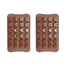 硅胶巧克力模具，适用于制作脂肪炸弹零食和松露巧克力，焦糖硬糖模具（方形、圆形、心形、星形、花形） - 彩色 - 查看 24