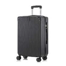 YONSLY Lightweight Suitcase 20/24/28 Inches With Combination Lock 4 Wheels 360° Double Zipper Mesh Pocket Soft Rubber Handle Trolley Suitcase - 黑色 - 查看 1