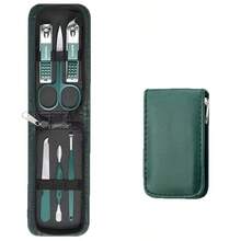 6pcs Green Manicure & Pedicure Set, Includes Stainless Steel Tools With Non-Slip Handles, Durable Green Exterior, Portable PU Leather Case, Suitable For Daily Care, Travel And Gifting, Unisex - Multicolor - View 6