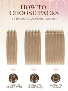 Natural Black Straight Human Hair Extensions, Invisible Micro Bead Thickened Micro Loop Hair Extensions - S18/613 - View 9