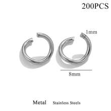 200 piezas de 3 mm, 4 mm, 5 mm, 6 mm, 7 mm, 8 mm, 10 mm Anillos abiertos de acero inoxidable DIY para hacer joyas, para la fabricación de joyas - Plateado - Ver 9