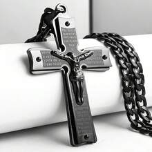 Dây chuyền thánh giá Cơ đốc giáo cho nam và nữ, thép không gỉ, mạ vàng, dây chuyền Kinh Thánh dành cho nam, quà tặng trang sức cầu nguyện và lễ rửa tội. - vòng cổ - Xem 2