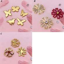 Conjunto com 1 ou 3 conjuntos de decorações de bolo em acrílico dourado 3D com borboletas e flores - Decorações de cupcake com borboletas douradas espelhadas, ideais para aniversários, casamentos e festas. - Multicolorido - Ver 5