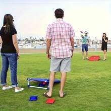 Portable Outdoor Sports Toy Set With 2 Game Boards + 6 Beanbags. Beanbag Throwing Board Set, Fun Competitive Target Board, Yard Game Beanbag Rack (With Beanbags). Perfect For Yard Throwing Games And Party Games, The Perfect Beach Game Set, The Ultimate Family Interactive Game Set, Halloween Gift, Christmas Gift, Easter Gift. - Blue - View 11