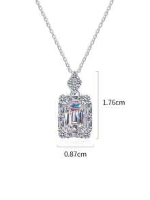 1 chiếc dây chuyền bạc 925 cao cấp, đính đá Moissanite hình chữ nhật 1 carat, kích thước 5x7mm, thích hợp cho nữ giới đeo hàng ngày, dự tiệc, lễ hội, ngày Valentine, Giáng sinh, kỷ niệm ngày cưới, món quà trang sức lấp lánh. - Bạc - Xem 3