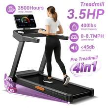 UMAY Treadmill With 19% Maunal Incline Treadmill, 400LBS Capacity,  Foldable Home Treadmill With Quiet 3.5 HP Motor - View 2