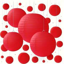 4pcs Red Foldable Paper Lanterns, Multipurpose Hanging Decor, Suitable For Chinese New Year, Birthday, Wedding And Other Occasions - Red - View 10