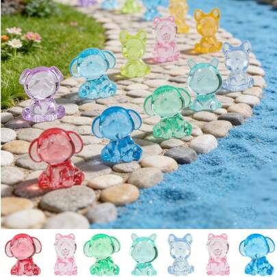 50/20/10个迷你树脂小狗摆件，色彩缤纷的小型犬微型动物装饰，适用于DIY仙境花园、生日派对礼物、微景观工艺品、玻璃容器、盆栽植物装饰、汽车内饰配件、家居装饰、书架、客厅场景、复活节派对、礼品袋填充物