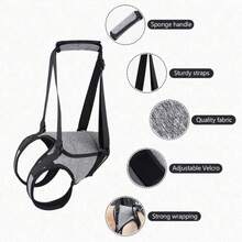 Dog Lift Harness, Plaid Pet Rear Support Assist Device, Veterinarian Approved Elderly Dog Lifting Strap, Suitable For Hind Leg, Hip Disability And Joint Injury - Grey - View 4